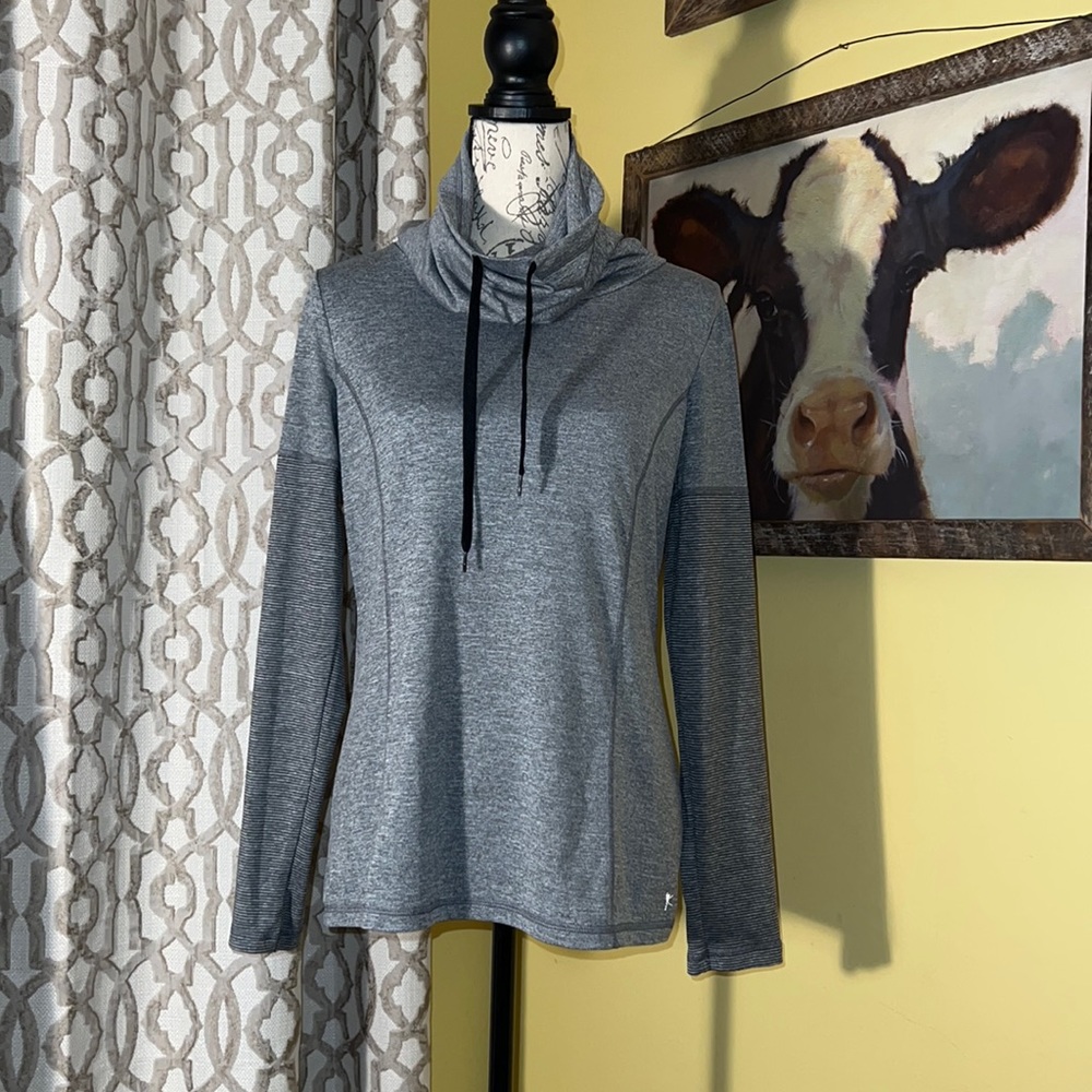 DANSKIN now FITTED soft funnel long sleeve cozy comfy top 8-10 fit MEDIUM dance